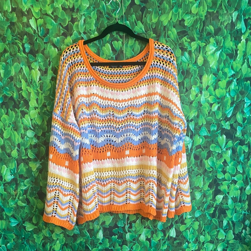 Shein - Colorful Crochet Knit Sweater(curvy size)